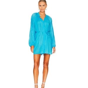 Faithfull The Brand Lucita Smock Dress in blue